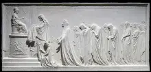 Hécuba reina de Troya haciendo una ofrenda a Atenea en un relieve de Antonio Canova