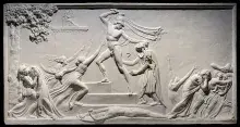 La muerte de Príamo ante los ojos de Hécuba, en un relieve de Antonio Canova
