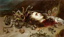 La cabeza cortada de Medusa representada por Rubens