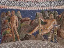 Mosaico que muestra a Hércules con Yolao