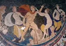 El rapto de Hilas en un mosaico del Palacio Massimo alle Terme