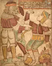La muerte de Balder en un manuscrito islandés del siglo XVIII