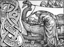 Odín despide a su hijo muerto Balder en una ilustración moderna