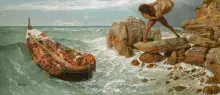 Polifemo intentando hundir el barco de Odiseo según Arnold Bocklin