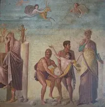 El sacrificio de Ifigenia en un fresco de Pompeya