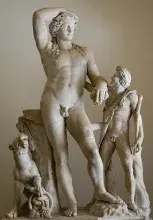 Escultura de Baco con un sátiro