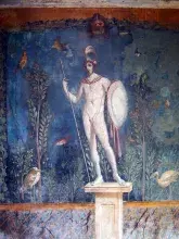 El dios romano Marte en un fresco de Pompeya