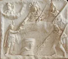 Relieve romano del banquete del dios Mitra