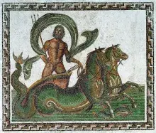 El dios romano Neptuno en un mosaico
