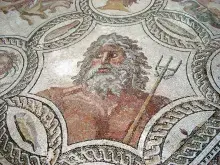 El dios Neptuno en un mosaico romano