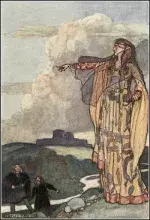 La diosa celta Morrigan en una ilustración moderna