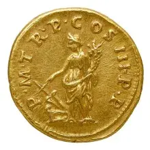 Moneda con la diosa Fortuna