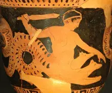 Escila en una cerámica de figuras rojas