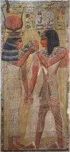 Hathor protegiendo al faraón Seti I