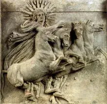 El dios Helios en su carro tirado por caballos