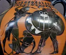 Hércules y Gerión en una cerámica griega
