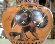 Hércules y Gerión en una cerámica griega