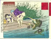 El kappa, el ser acuático que vive en los ríos de Japón en una ilustración humorística