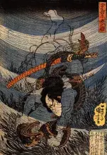 El kappa, el ser acuático que vive en los ríos de Japón en una ilustración clásica