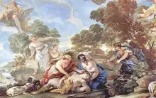 El mito de Adonis y Venus pintado por Lica Giordano