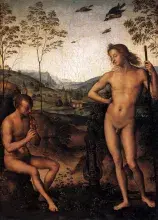 El mito de Apolo y Marsias según Perugino