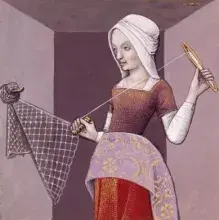 Miniatura medieval con el mito de Aracne