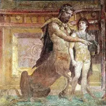 El centauro Quirón con Aquiles en un fresco de Pompeya