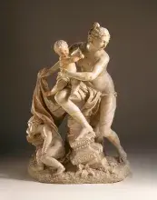 Escultura de Leto con Apolo y Artemisa