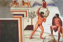 El mito de Sísifo en un fresco de la tumba François etrusca