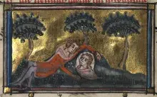 Narciso en una ilustración del Roman de la Rose