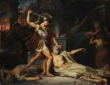 Neoptólemo matando a Príamo en una pintura de Lefebvre