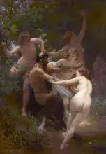 Ninfas con un sátiro, en un cuadro de Bouguereau