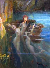 Las nereidas, ninfas de las aguas, por Bussiere