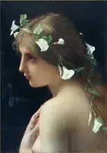 Cuadro neoclásico de una ninfa de los bosques
