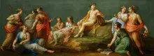 Las musas y Apolo, por Antonio Zucchi