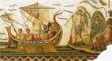 Odiseo y las sirenas en un mosaico de Túnez