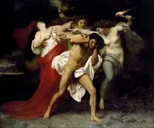 Orestes y las Erinias en una pintura de William-Adolphe Bouguereau