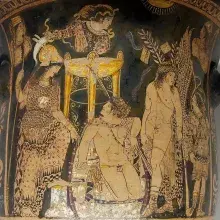 Orestes y Pílades ante Atenea en Delfos