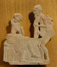 Placa de marfil de Penélope y Odiseo