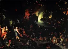 Orfeo ante Plutón y Proserpina, por Brueghel