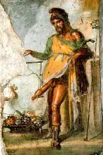 El dios Príapo en un fresco de Pompeya
