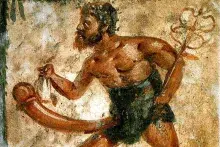 Pintura de Príapo con atributos de Mercurio hallada en Pompeya