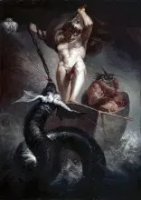 Jormundgandr y Thor en el Ragnarok, obra de Johan Heinrich Fussli