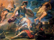 Enfrentamiento entre Turno y Eneas al final de la Eneida