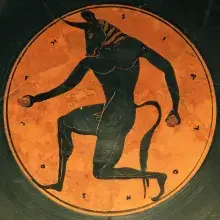 Minotauro en una cerámica de figuras negras