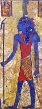 El dios Shu en un panel del Osireion conservado en el Museo del Louvre