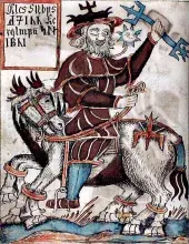 Sleipnir caballo de Odín en un manuscrito de siglo XVIII