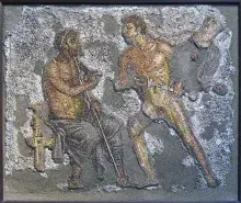 Aquiles y Agamenón en un mosaico de Pompeya