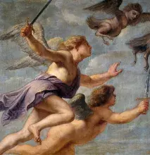 Zetes y Calais persiguiendo a las harpías en una pintura de Erasmus Quellinus