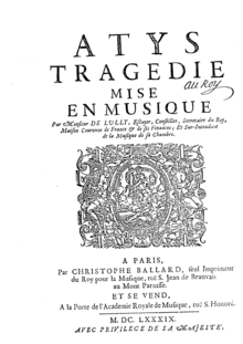 Portada del libreto de Atys de Lully Portada del libreto de Atys de Lully